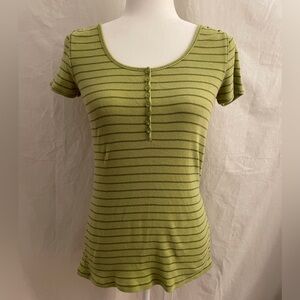 Sonoma Short Sleeve Ribbed Top Size S Green